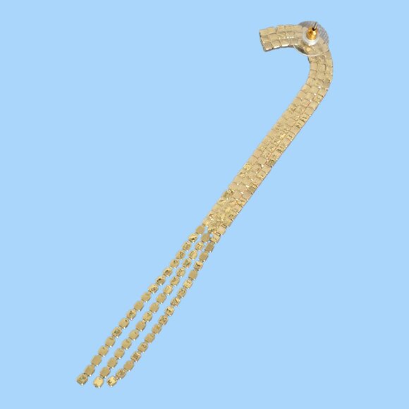 Betsey Johnson Long Candy Cane Red & White Rhinestone Dangle Earrings 5" Long - Picture 4 of 5